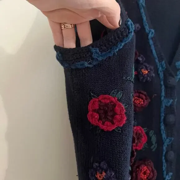 Vintage Erika Ramie Cotton Blend Crochet Floral Button Front Vest Cottagecore - Picture 8 of 9